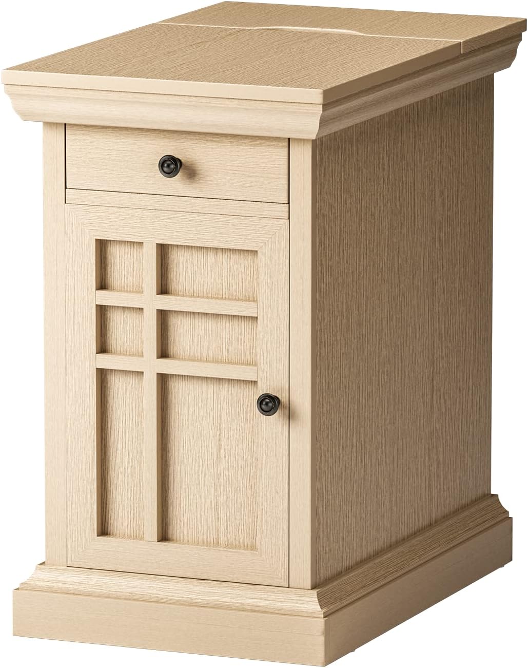 JUMMICO Side Table with Drawer & Charging Station, End