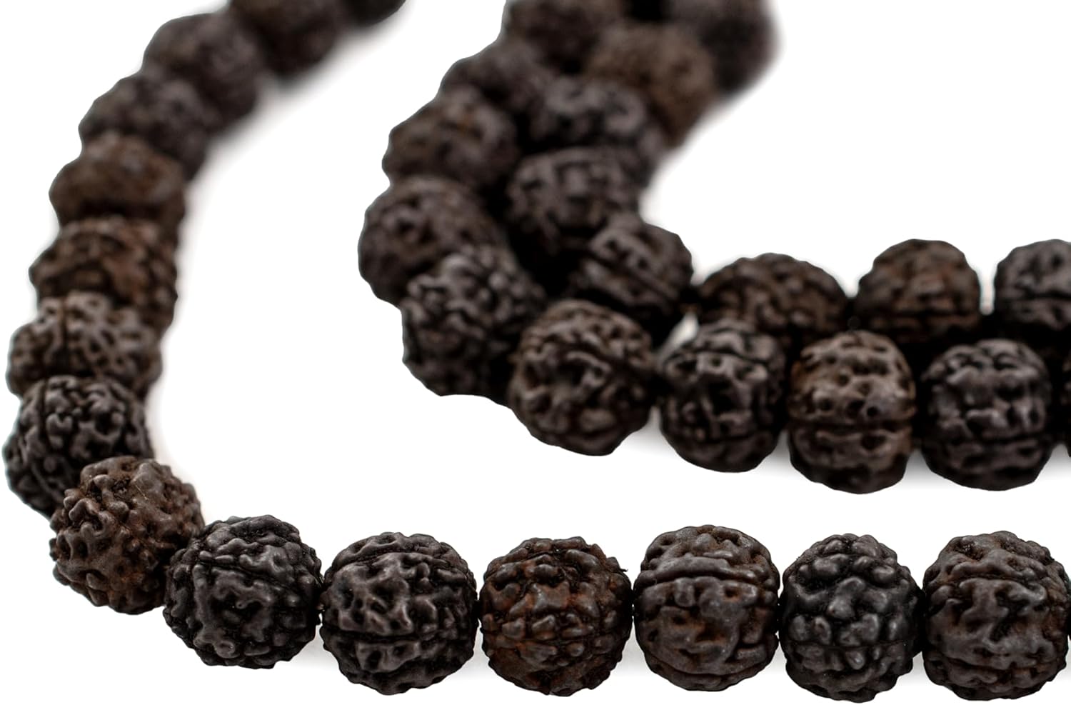 The Bead Chest Dark Brown Rudraksha Mala Prayer Beads: Premium Authentic Nepalese Wood Rosary for Meditation and Chanting, 10mm Full Strand