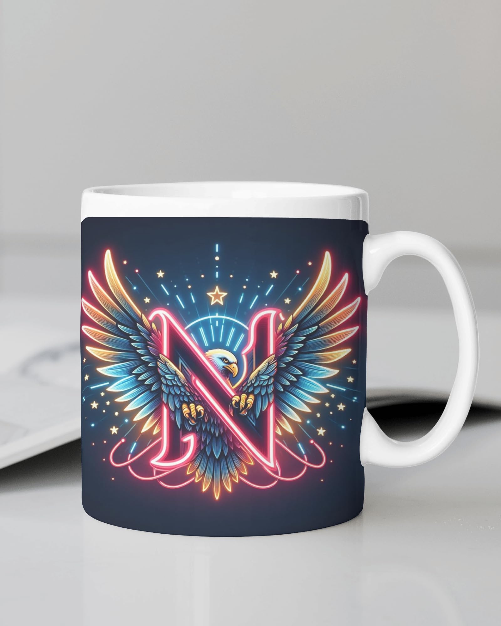 Aastha Imagine Media Gameing Neon Aphabet 11oz Ceramic Coffee Mug'' || Best Friends Coffee Mugs || Gifts for Friends || A+ Qulatity II Animal Cups [White Mug-48](325ml) (N)