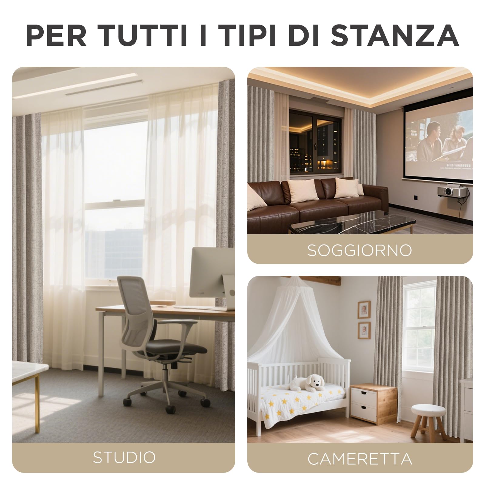 Joydeco 100% Tende Oscuranti per Interni 2 Pezzi L 140 x A 260 CM, Lino Tende Termiche con Passanti Nascosti per Soggiorno Moderne Cameretta Bambini Camera da Letto Blackout Curtains, Lino