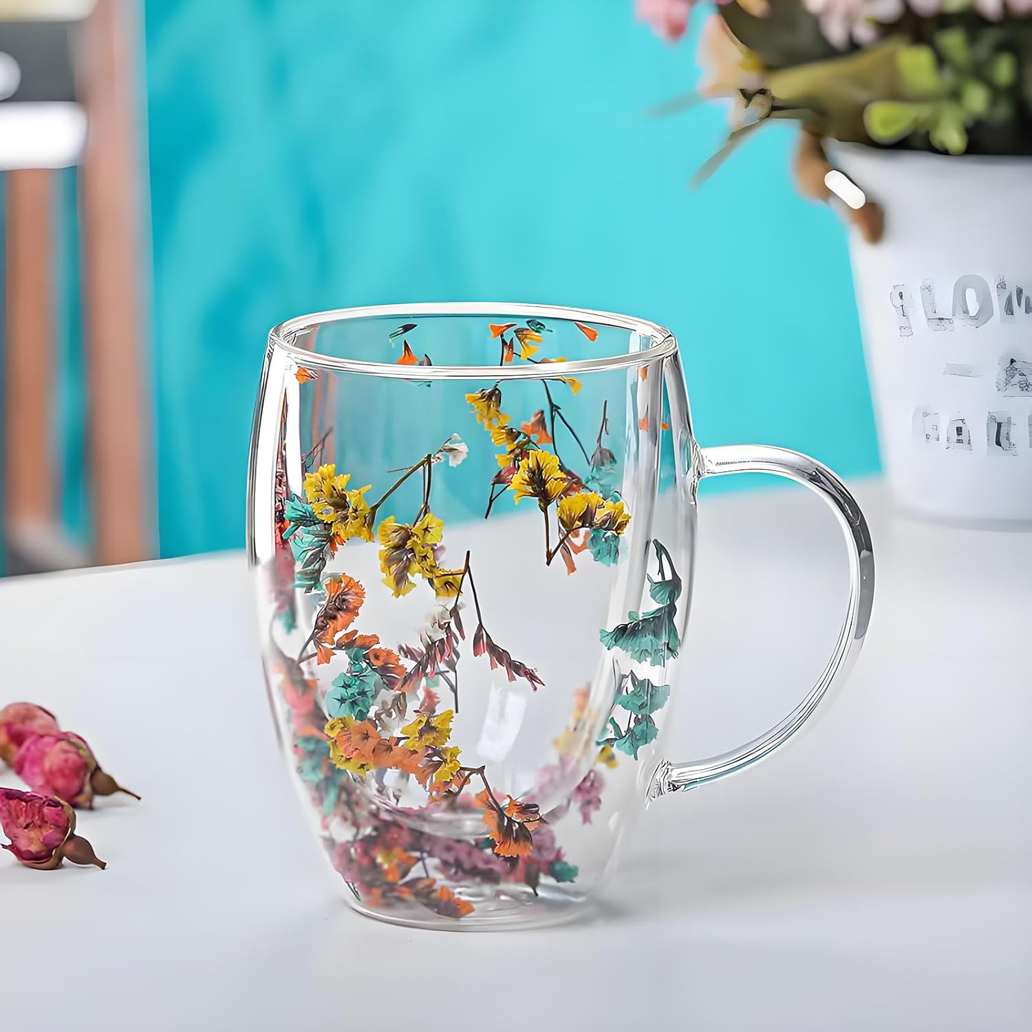 NBHUZEHUA Double Wall Coffee Mugs Set of 2 Insulated Glass Cup Set Newly Wed Engagement Anniversary His and Hers Gifts for Couples