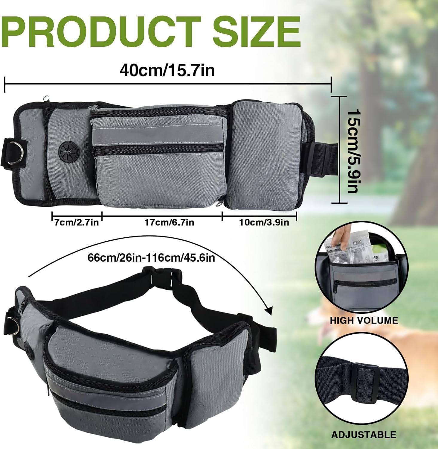 Bolsa para golosinas para Perros y Accesorios para Perros, Impermeable, riñonera con Soporte para Botellas, Correa Multifuncional, riñonera Ajustable para Senderismo, Paseos por Perros