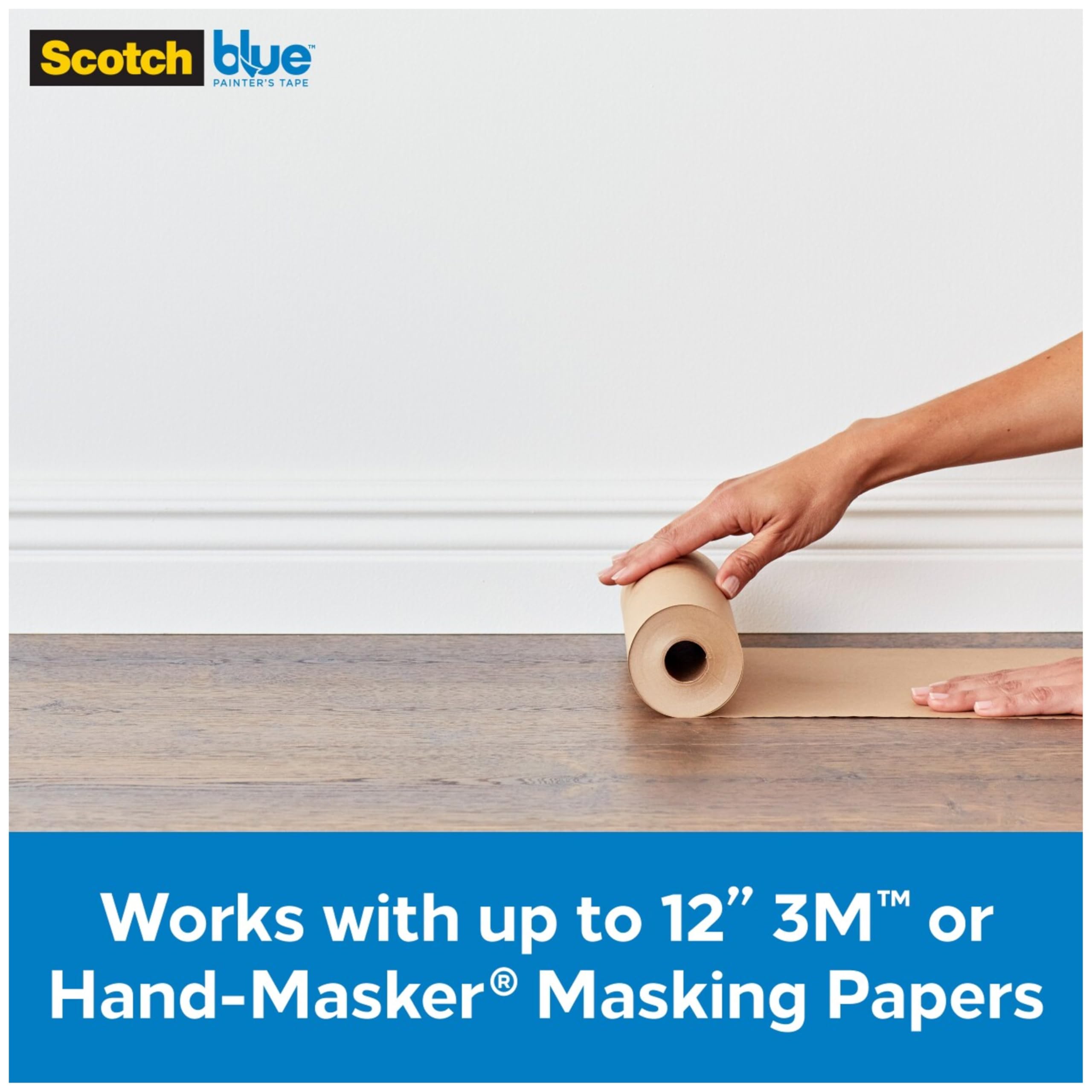 ScotchBlue 3M M1000 El Maskesi El Kapağı, Kapak Kağıdı için, Tüm Yapışkan Bant Genişlikleri için, Bıçaksız 1 Dispenser, Maskeleme Bandı ve Kağıt
