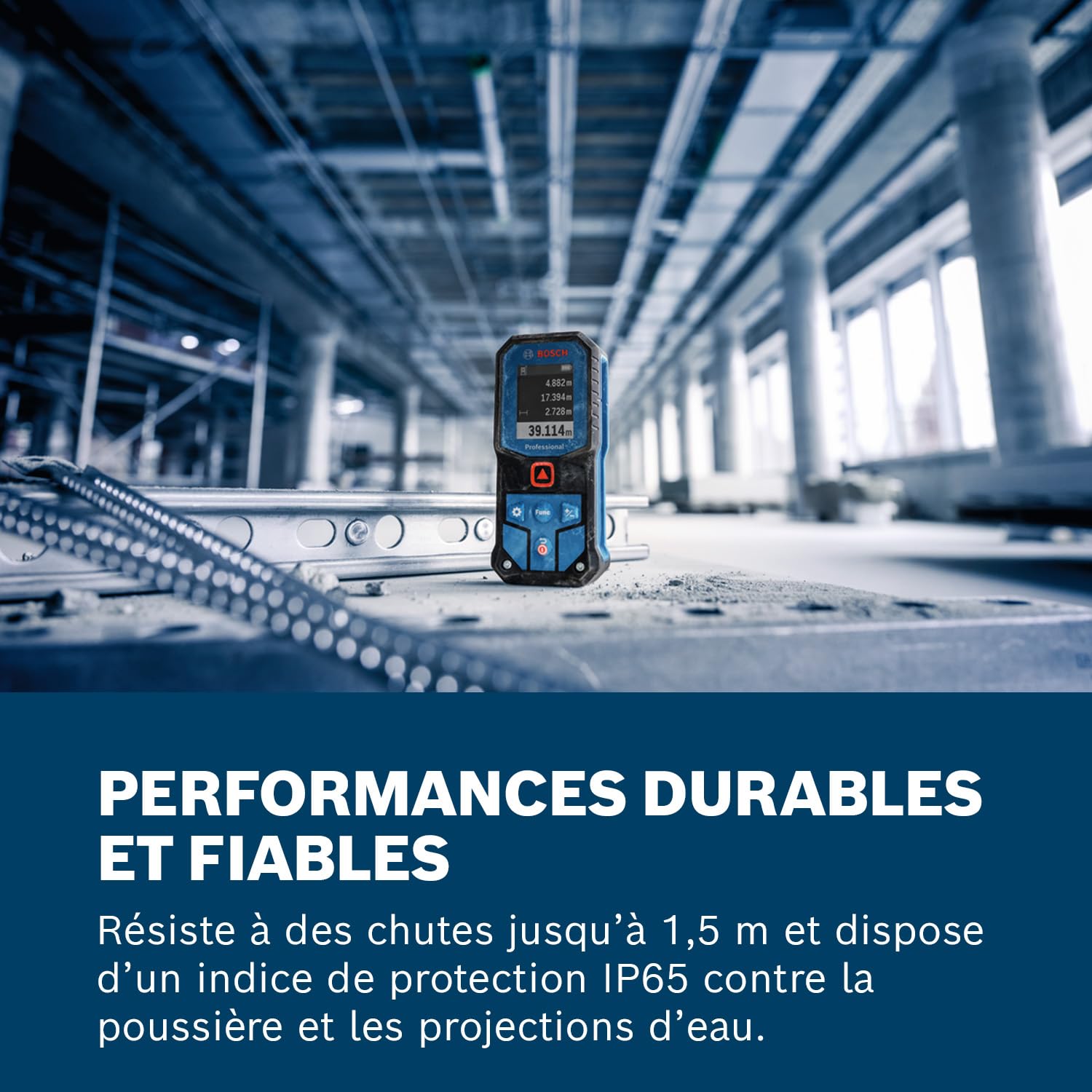 Bosch Télémètre Laser Professionnel GLM 40-31 (IP65, boîtier Absorbant Les Chocs, calculs automatiques de Longueur/Surface/Volume, écran Couleur Claire, Compatible avec la Batterie Li-ION)