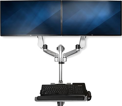 StarTech.com EstaciĂłn de trabajo de montaje en pared Escritorio articulado con brazo ergonĂłmico de altura ajustable para monitor doble y bandeja StarTech.com EstaciĂłn de trabajo de montaje en pared Escritorio articulado con brazo ergonĂłmico de altura ajustable para monitor doble y bandeja