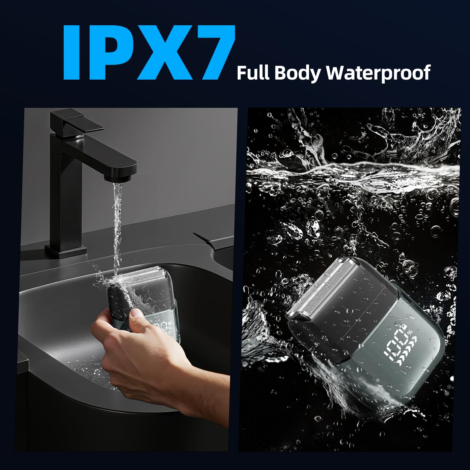 Electric Foil Shavers for Men,Mini Electric Travel Razor with LED Display,IPX7 Waterproof Wet/Dry Foil Shaver,USB-C Rechargeable,Compact Face Shaver with Travel Lock,Gifts for Men