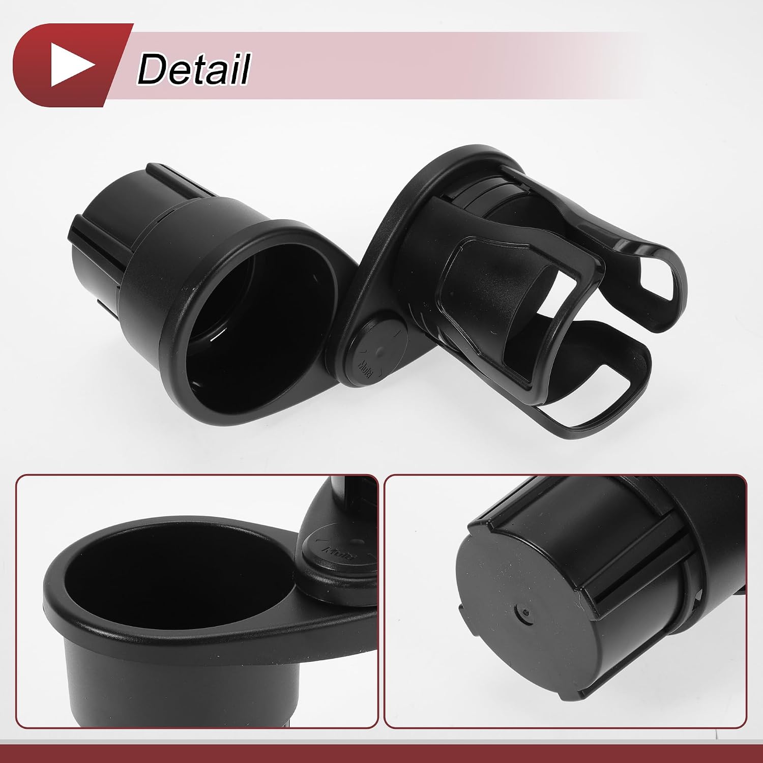 1 Pcs for Most Vehicles 2 in 1 Car Cup Holder 360° Rotating Additional Cup Holder Extender 186x85x66mm Matte Black ABS