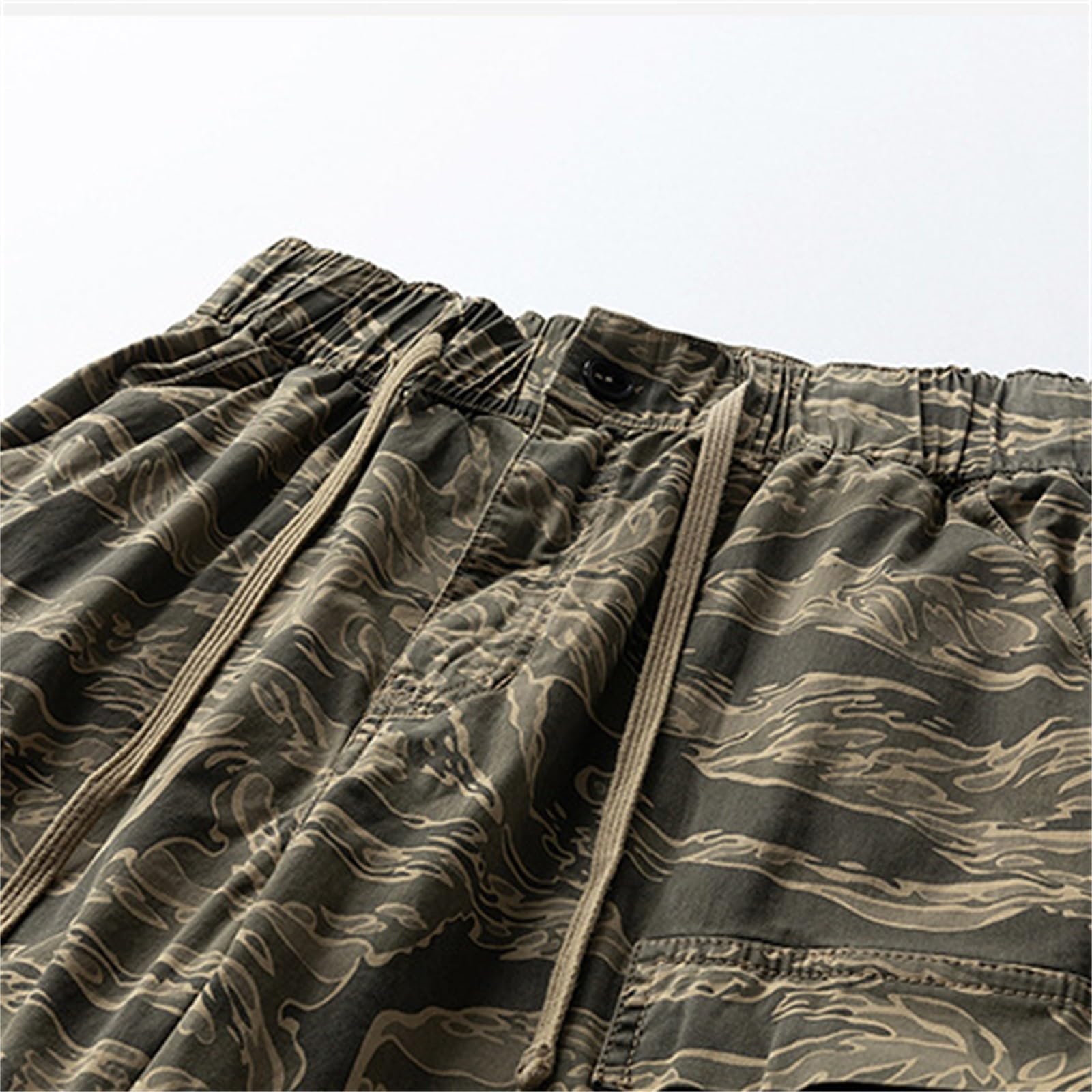 CHUNOTU - Pantalones cortos cargo para hombre, cintura elástica, estampado de camuflaje, pantalones de trabajo al aire libre, camping, atletismo, senderismo