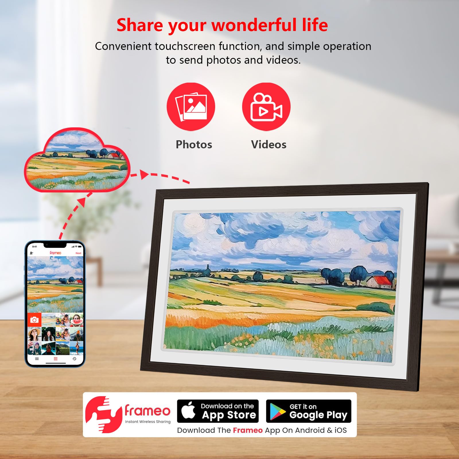 Amazon.com : FRAMEO 21.5 inch Large Digital Photo Frame Touch