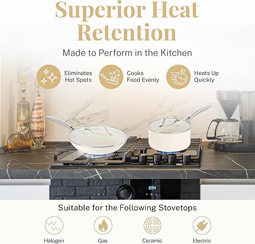 Miniatura 8 de Gotham Steel Juego de 20 ollas y sartenes de cerámica antiadherentes, juego de utensilios de cocina de cocina, juego de ollas y sartenes, juego de