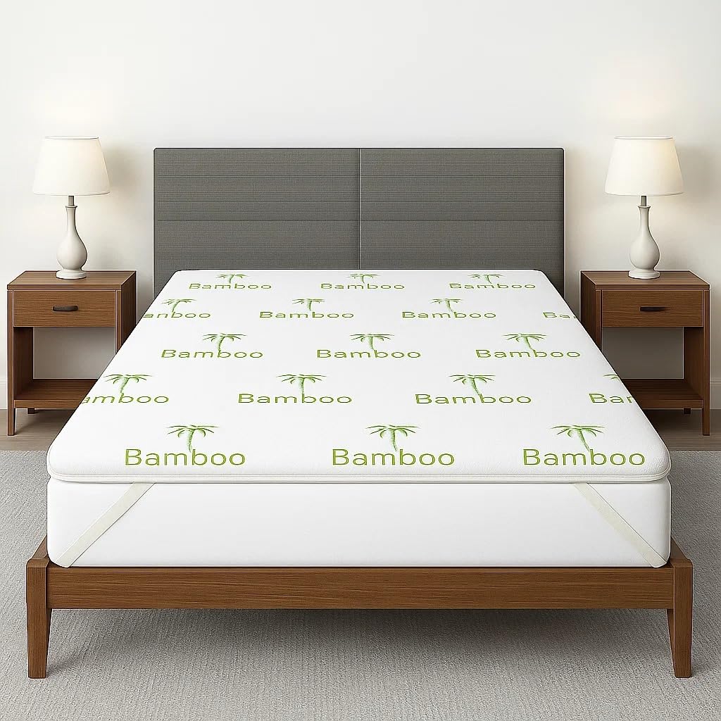 4AS Bamboo Memory Foam Mattress Topper Super Kingsize Bed – Hypoallergenic & Breathable ...