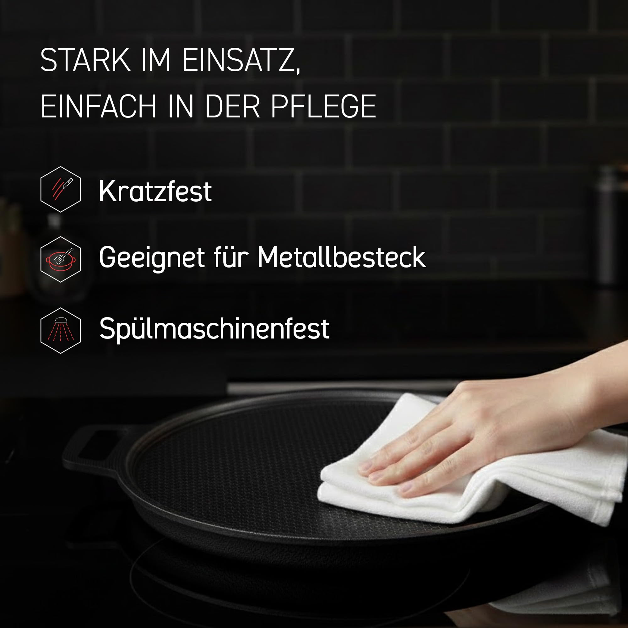 HexClad Hybrid-Pizzastahl – Backstahl für knusprige Pizzaböden | Antihaft-Beschichtung, grill- & ofenfest bis 480°C, Pizzablech für Pizzen & Fladenbrote bis 35 cm