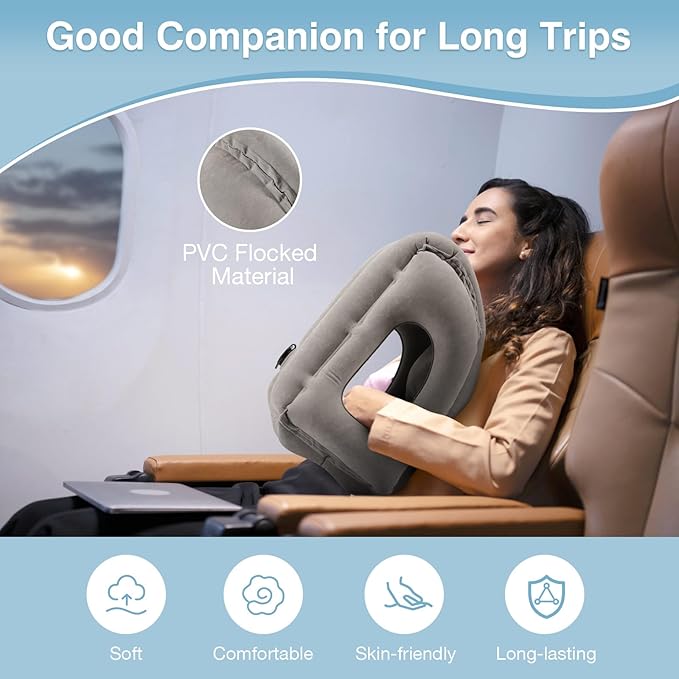 Almohada Inflable de Viaje - Color Gris miniatura 6