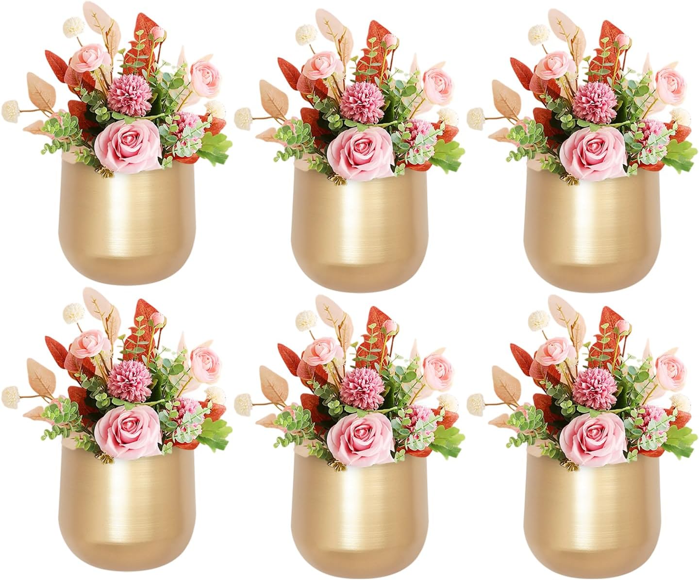 6 Pcs Small Gold Vases, Flower Trumpet Vase, Table Metal Compote Vase, Vintage Compote Vase, for Home Small Bouquet, Wedding Centerpieces