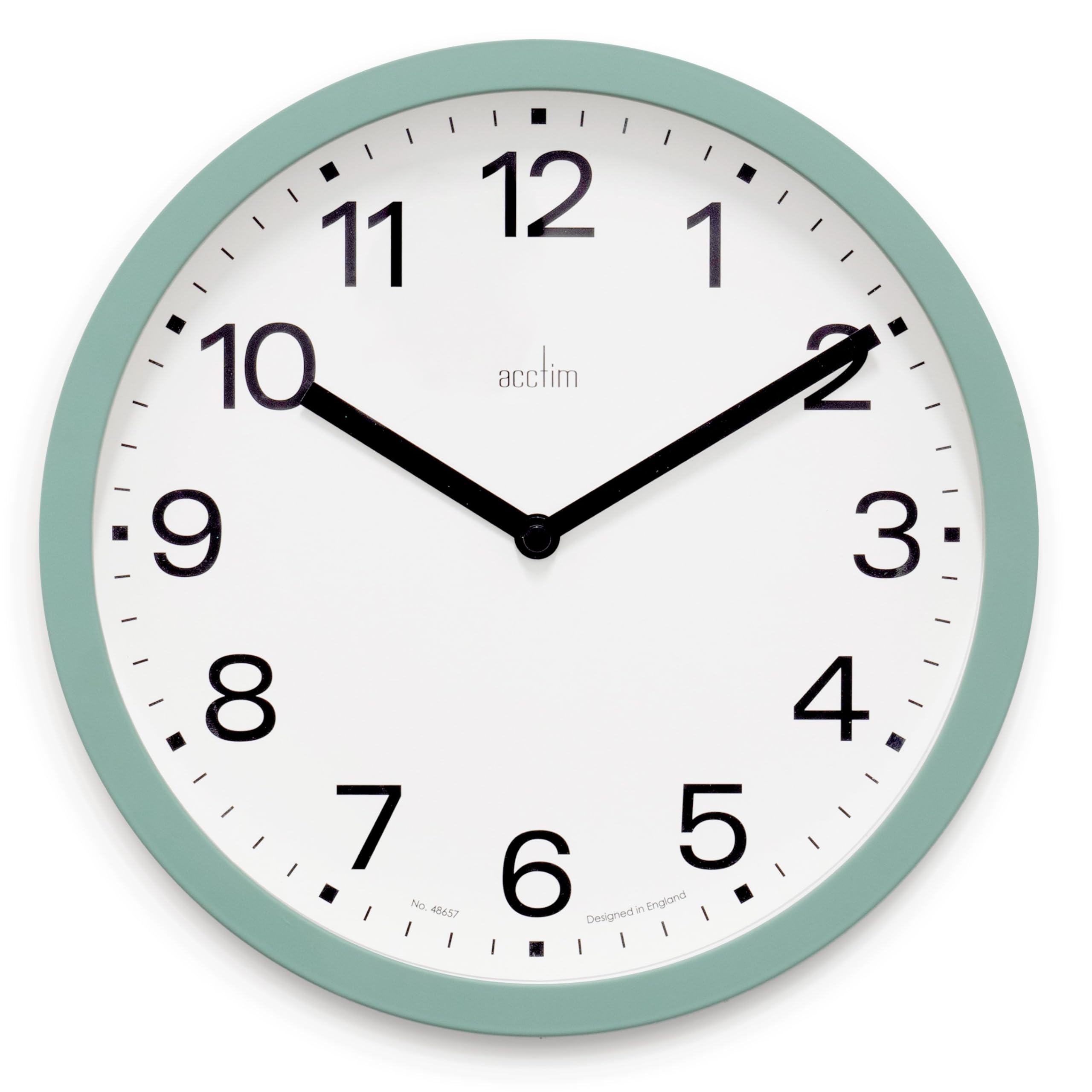 Acctim Cloverfield Green Renhold Wall Clock Contemporary 25Cm Kitchen/Living Room/Bedroom/Office Clock (Cloverfield Green)