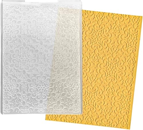 ALIBBON Carpetas de plástico con fondo de flores para hacer tarjetas, carpetas de estampado con marco de flores para álbumes de recortes, carpetas