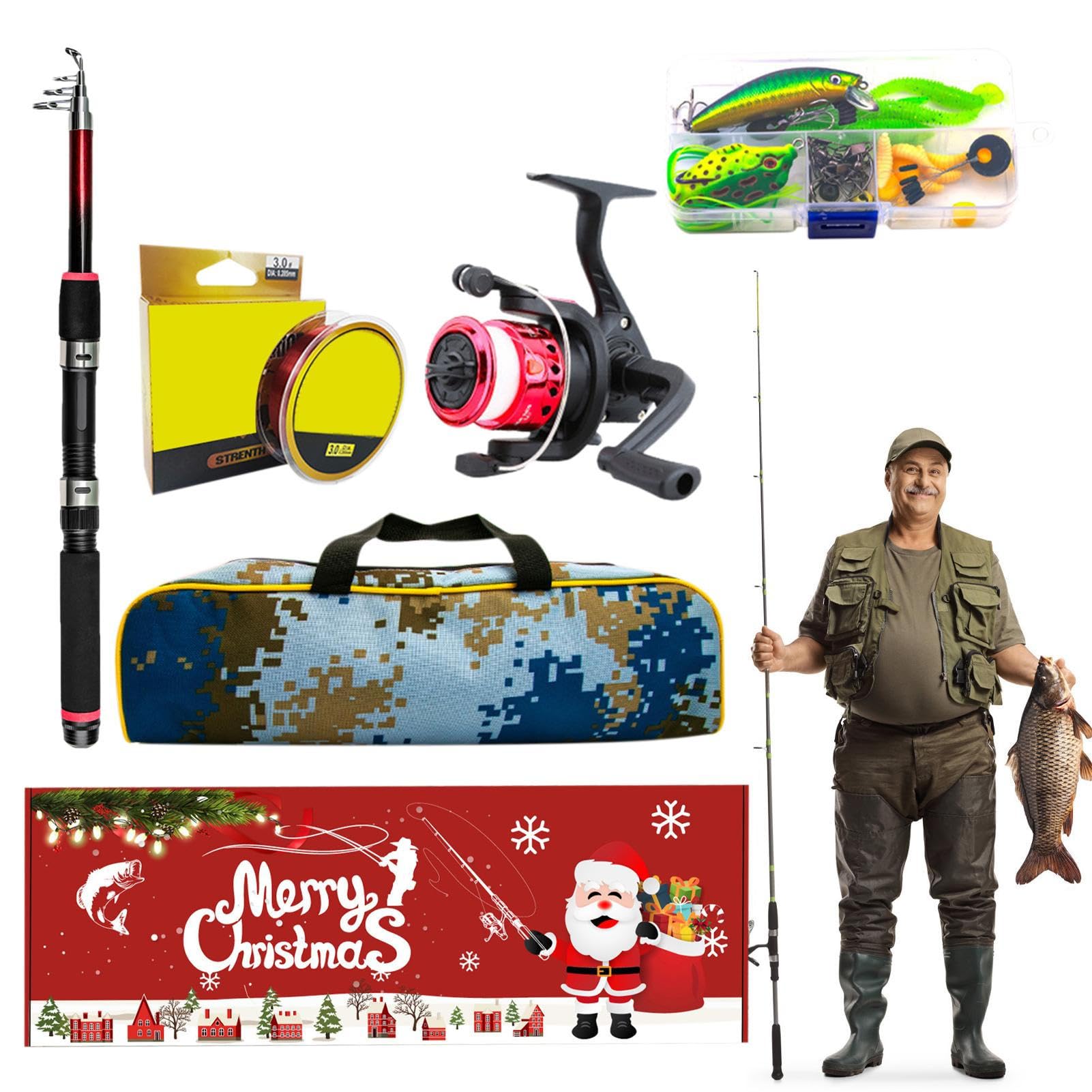 Kit canna da pesca, canne da pesca telescopiche, Combo mulinello da pesca | da viaggio, Attrezzatura da pesca per principianti con , canna da pesca telescopica leggera e mulinello da viaggio