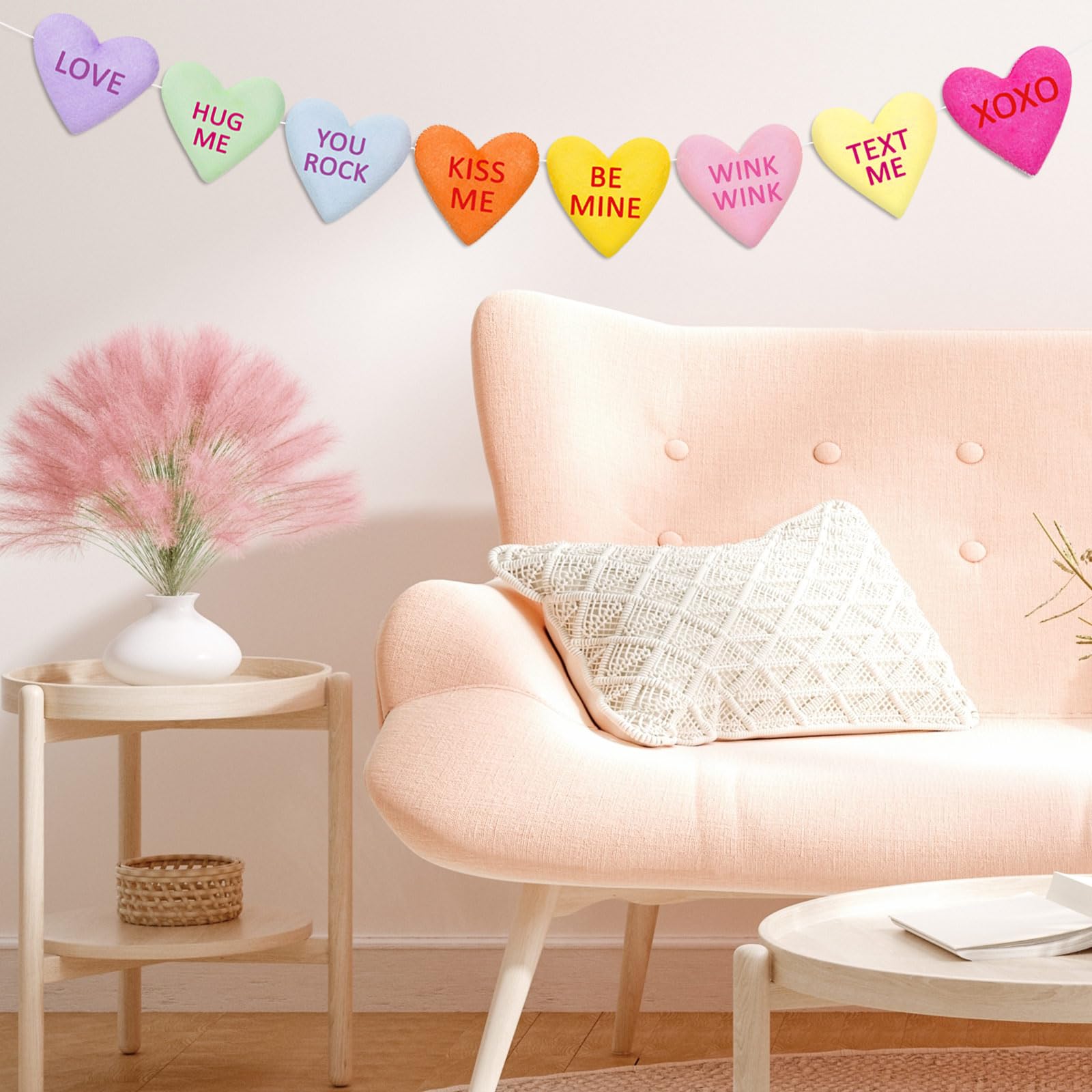 JarThenaAMCS Valentinstag-Filz-Banner, 3D-Gesprächs-Herz-Banner, Bunte Herz-Sprüche, Wimpelkette, Girlande für Hochzeit, Geburtstag, Party, hängende Dekoration