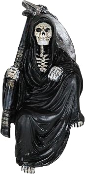 Ebros Gift 6" Tall Death On The Shelf Gothic Grim Reaper with Scythe Shelf Sitter Figurine Macabre Ossuary Hell Skeletons Reapers Decorative Ledge Corner Edge Accent