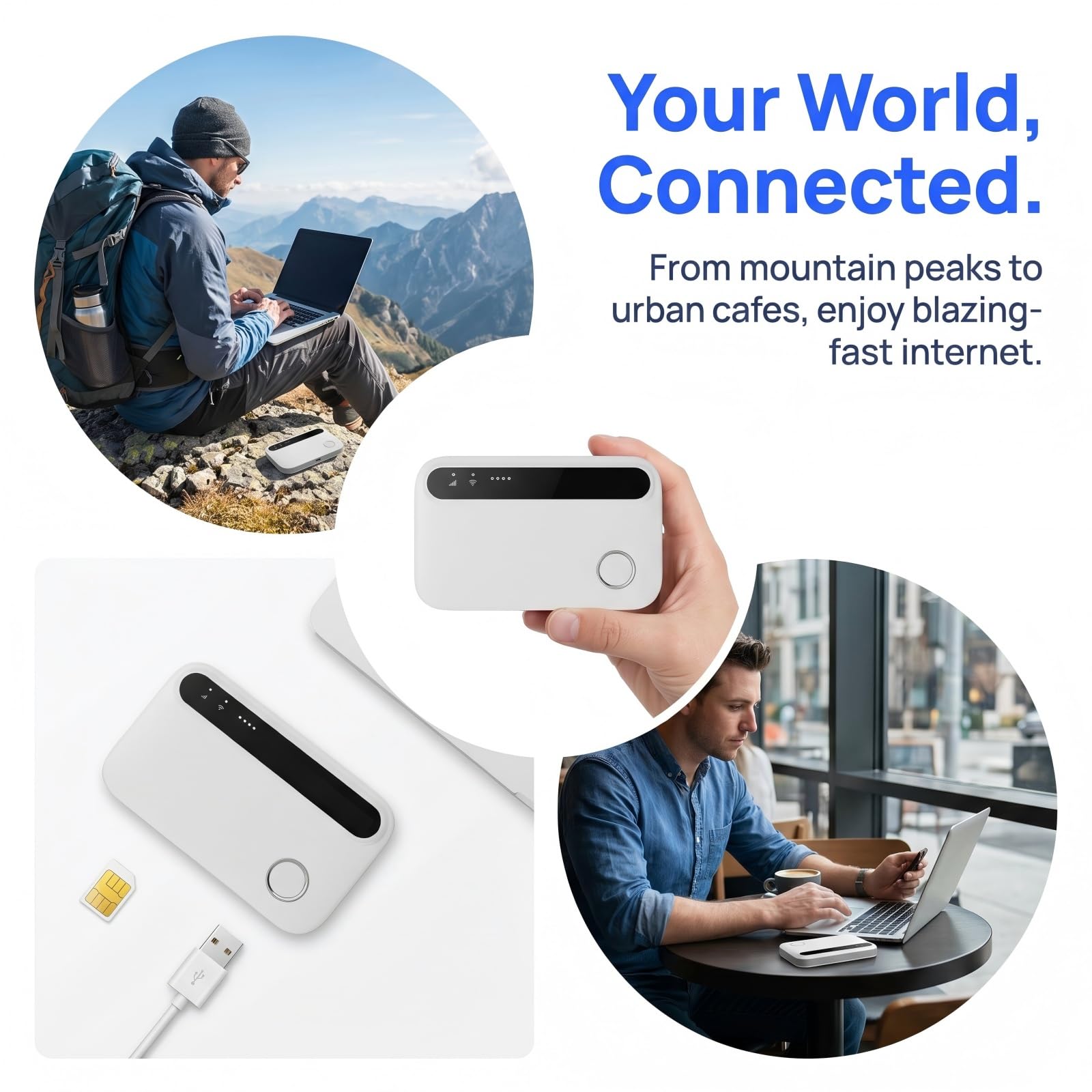 Routeur 5G Portable,WiFi 6 avec Slot SIM Déverrouillé – Modem 5G Carte SIM, Internet Mobile Haut Débit 5G/4G+, Jusqu’à 28 Appareils, Idéal Voyage & Télétravail-M
