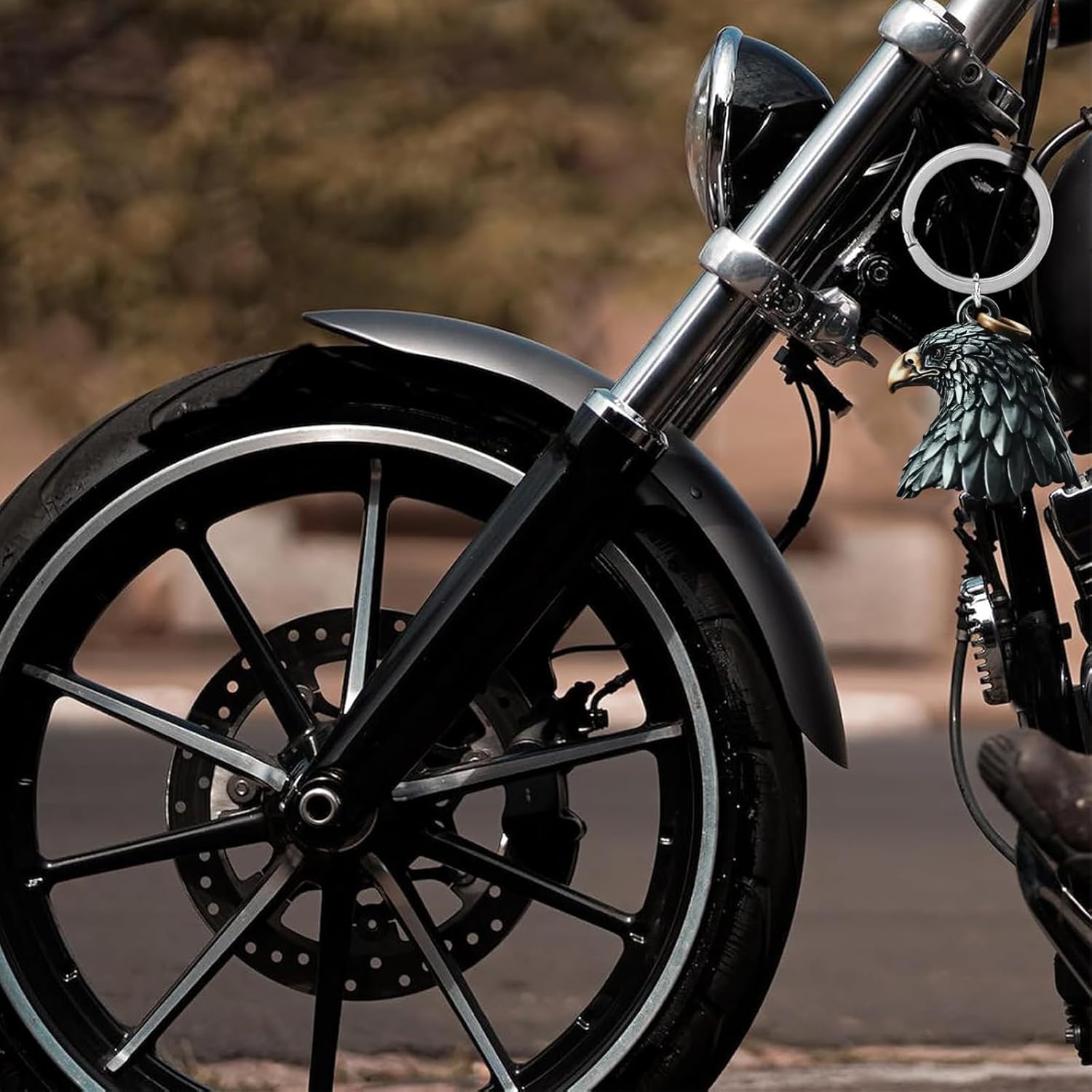 Handcrafted HD Bronze Eagle Motorcycle Bell,Biker Keychain Guardian Luck Charm for Riding Safety Road Protection Gift