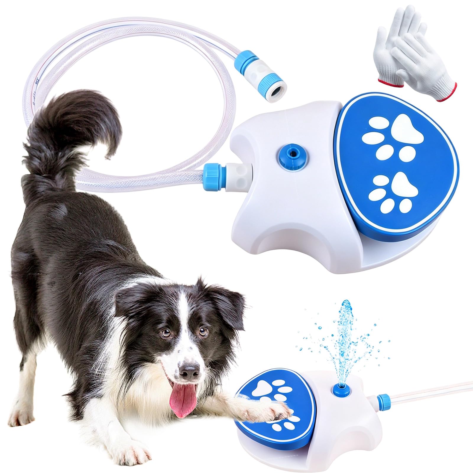 Dog Water Pedal, Dog Sprinkler, Dog Water Fountain With Pressure Adjustment, Upgraded Copper Valve Sturdy Coated Metal Dog Water Toys For Garden (Blue)