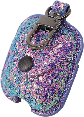 ONGHSD Bling - Funda de transporte de piel sintética brillante para AirPods 1 y 2, funda de carga para mujeres y niñas, funda protectora con ONGHSD Bling - Funda de transporte de piel sintética brillante para AirPods 1 y 2, funda de carga para mujeres y niñas, funda protectora con