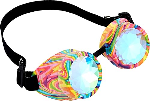 Miniatura 58 de Gafas de caleidoscopio retro con pinchos, gafas de cristal arcoíris steampunk estilo soldadura, gafas de cosplay punk