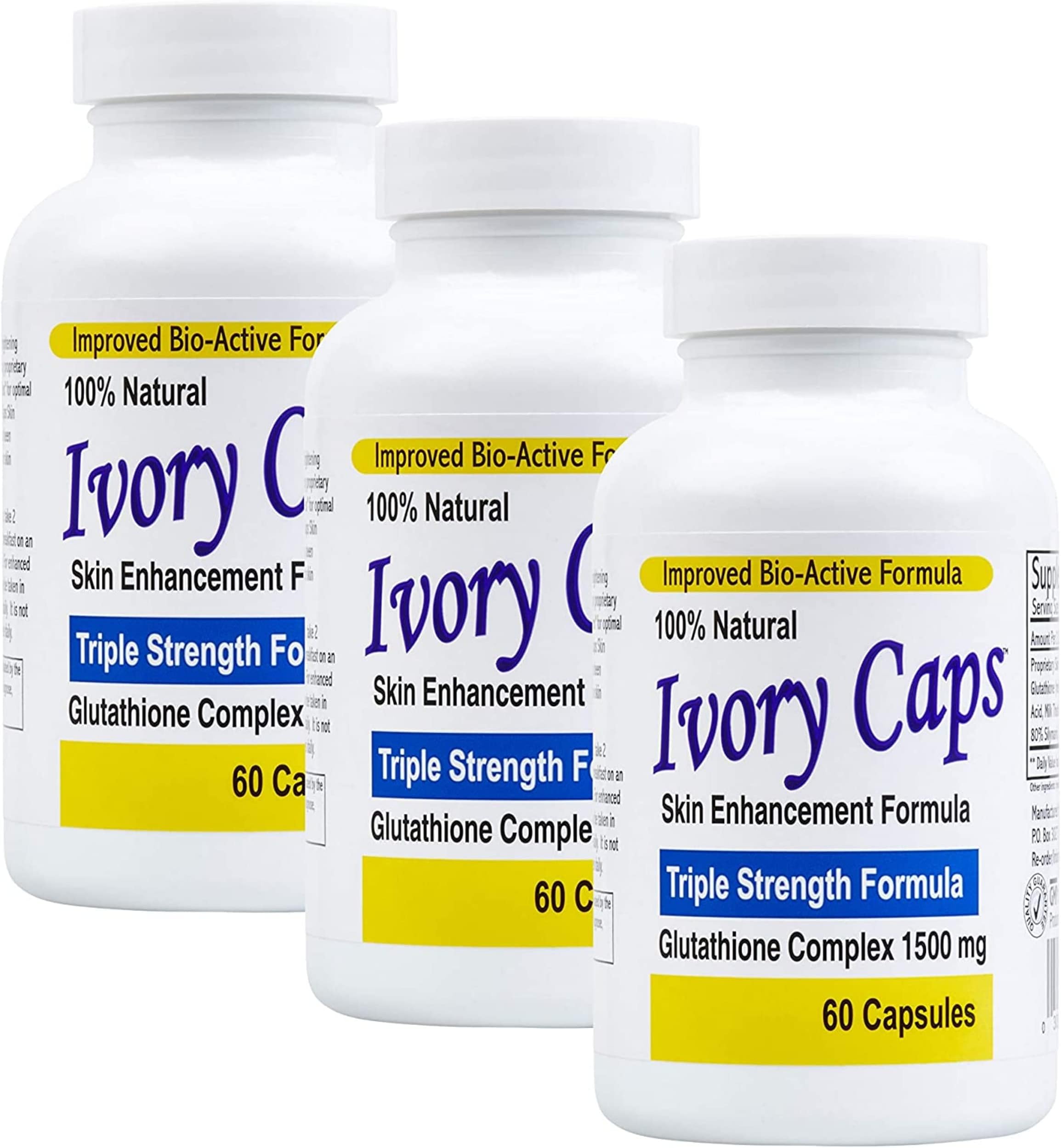 (3 Pack) Ivory Caps **Best Value**- Maximum Potency Glutathione 1500"Skin Whitening" Complex **Sale REG. $129.99 - Now $79.99- Free Shipping