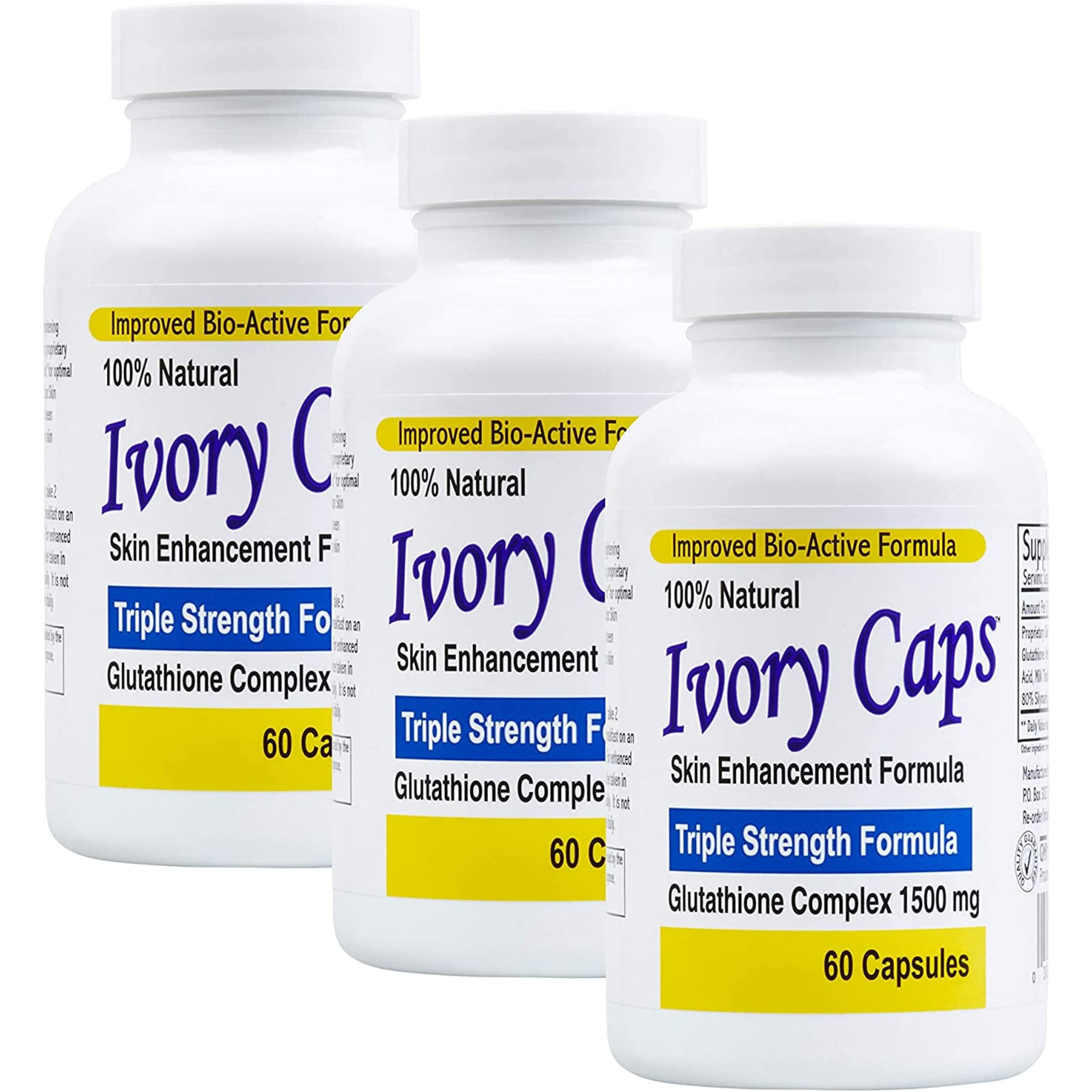 (3 Pack) Ivory Caps **Best Value**- Maximum Potency Glutathione 1500"Skin Whitening" Complex **Sale REG. $129.99 - Now $79.99- Free Shipping