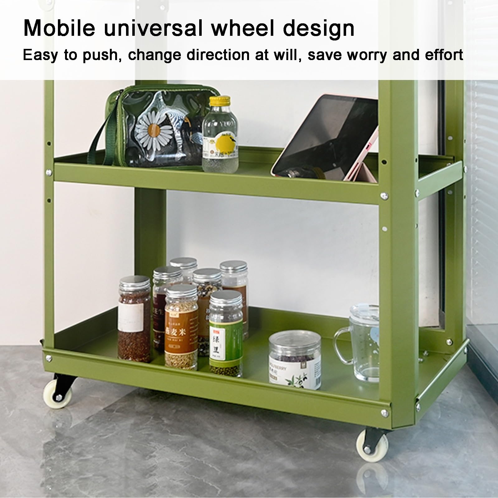 Carrito de herramientas rodante de 3 niveles, soporte de metal para exhibición de plantas con ruedas, ideal para garaje, taller, organización del hogar, perfecto para flores y accesorios de jardín