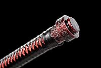 Vista 6 de Espada Katana de espiga completa de acero al manganeso, hoja púrpura y rojo
