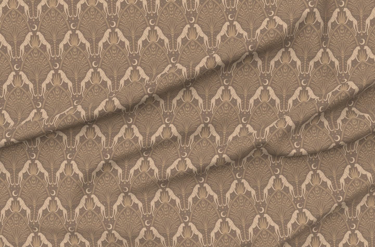 Spoonflower Fabric - Art Deco Cheetah Warm Earth Tones Vintage Brown Boho Jungle Leopard Printed on Petal Cotton Fabric Fat Quarter - Sewing Quilting Apparel Crafts Decor