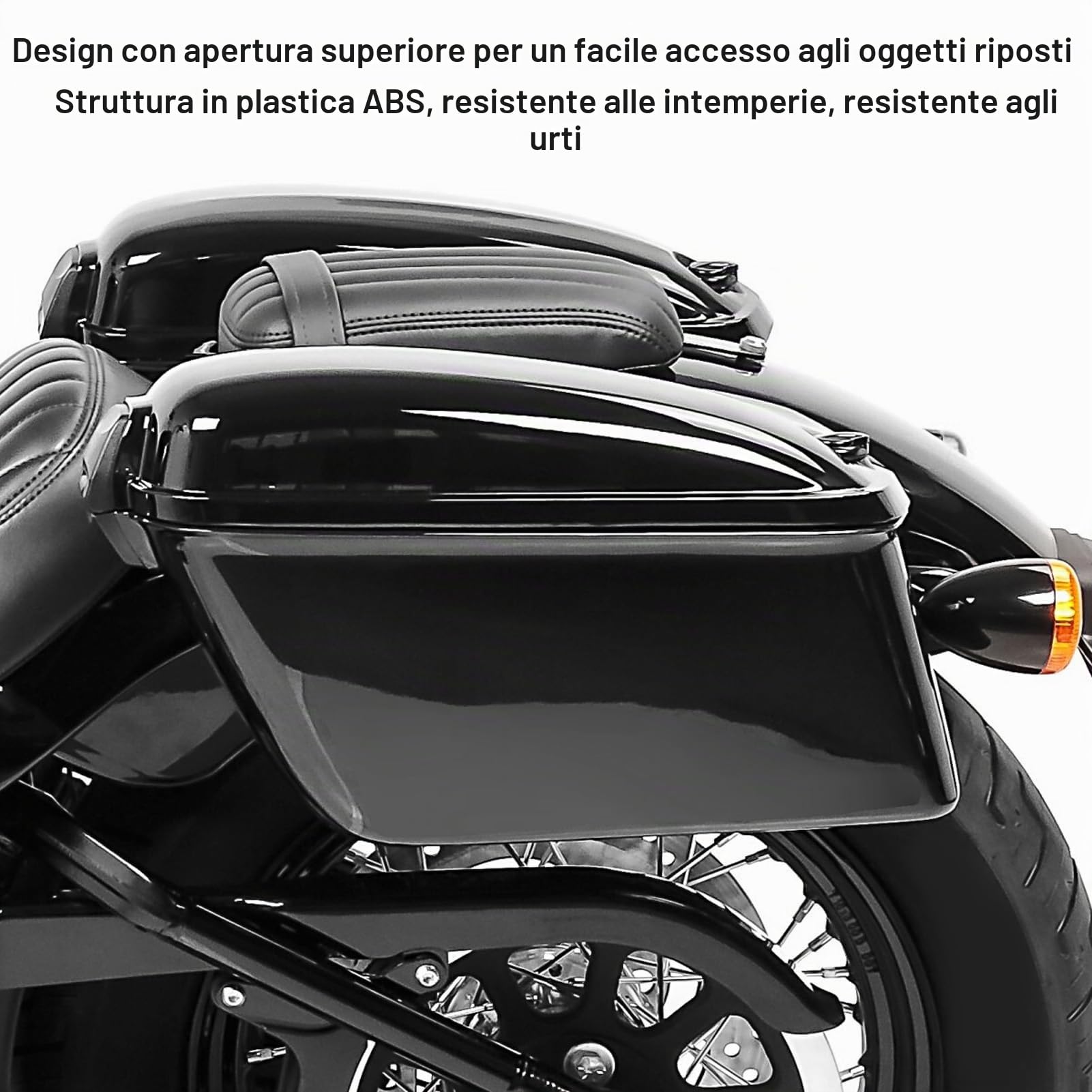 Denash Borse Sella Rigide per Moto, Baule Laterale 22 Litri con Serratura e Kit di Montaggio, Design con Apertura Superiore per Deposito Bagagli Moto