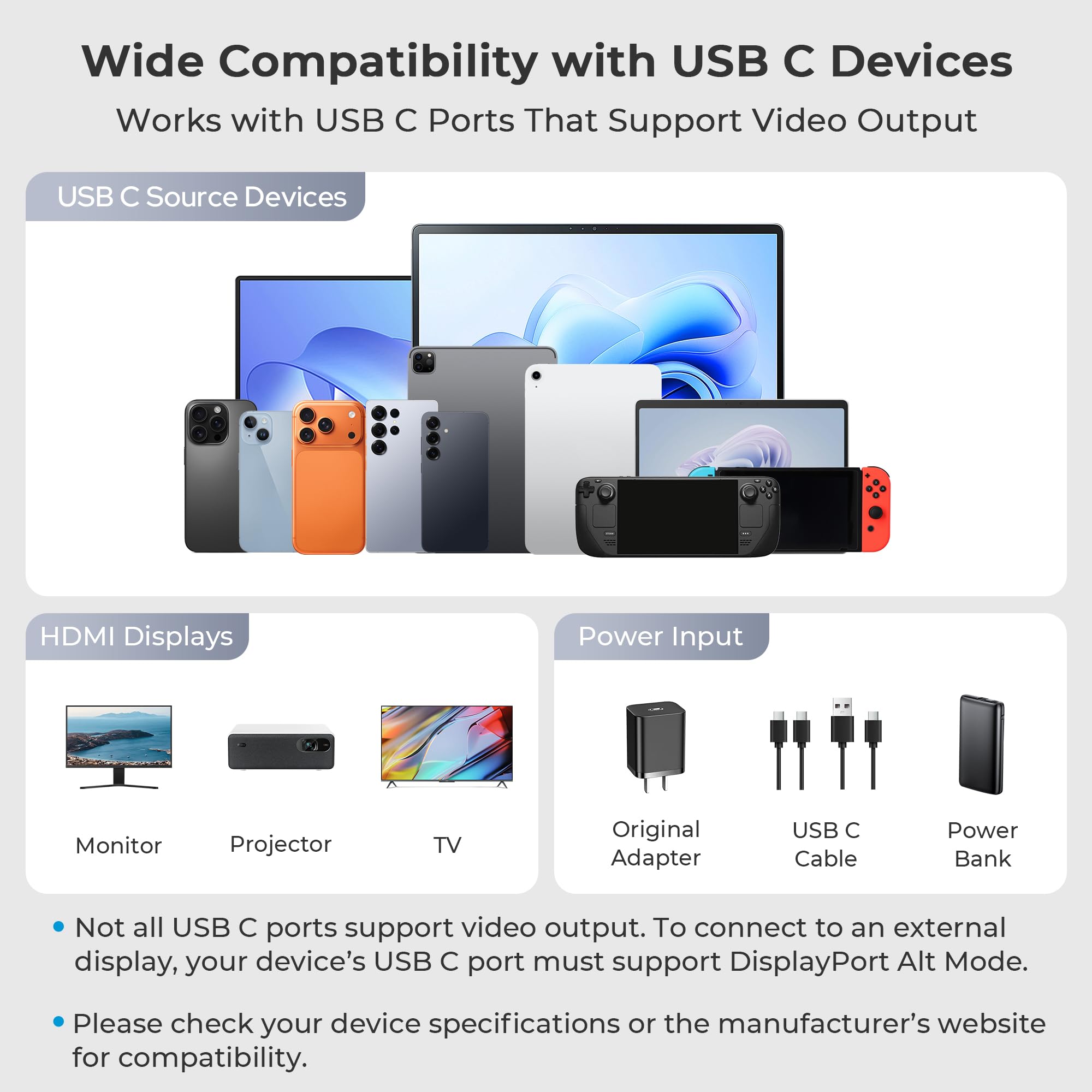 Basesailor Adaptateur USB C vers HDMI,2-en-1 Type C vers HDMI 4K@30Hz avec charge PD 100W femelle pour iPhone 17/16/15 Pro Max Plus,MacBook,iPad Air/Mini,Samsung S25/S24/S23,Steam Deck,Nintendo Switch