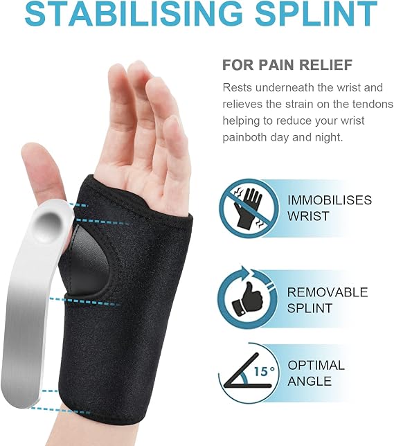ACWOO Adjustable Wrist Strap Carpal Tunnel Compression Splint Relieves Pain, Sprains, Tendonitis and Joint Pain, Breathable Brace Provides Wrist Support (Left)