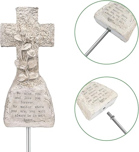 Miniatura 3 de Elegante cruz de resina conmemorativa con rosas 3D, honra a tus seres queridos con gracia y belleza, adecuada para decoración conmemorativa de