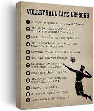Inspirational Volleyball Wall Art - Canvas Wall Decor for Men Athletes & Players - Framed Art Paintings for Living Room, Game Room, Playroom, Bedroom & Gym Decor