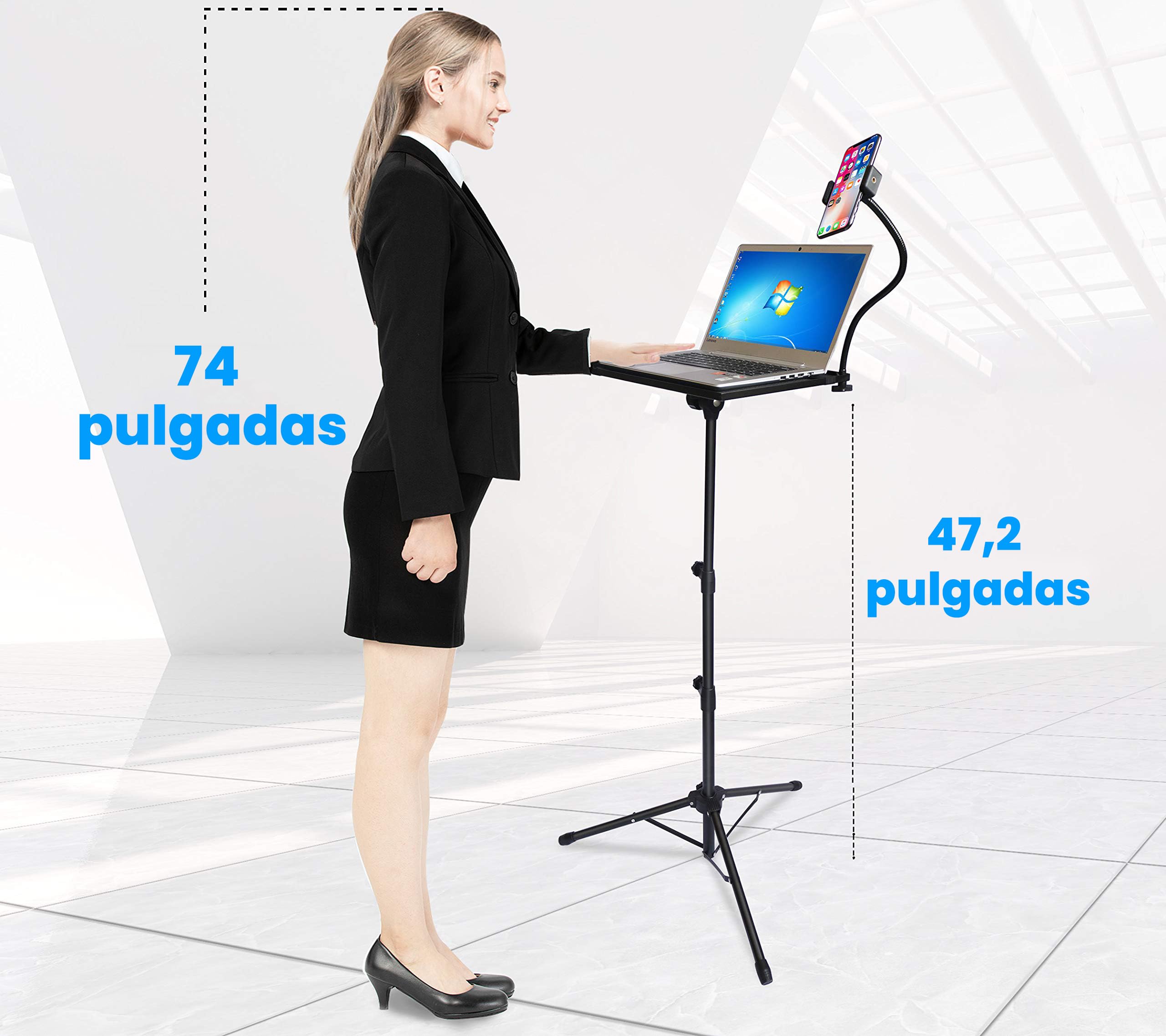Tossbiss Trépied pour projecteur, hauteur réglable 43,2-119,4 cm, avec sac de transport