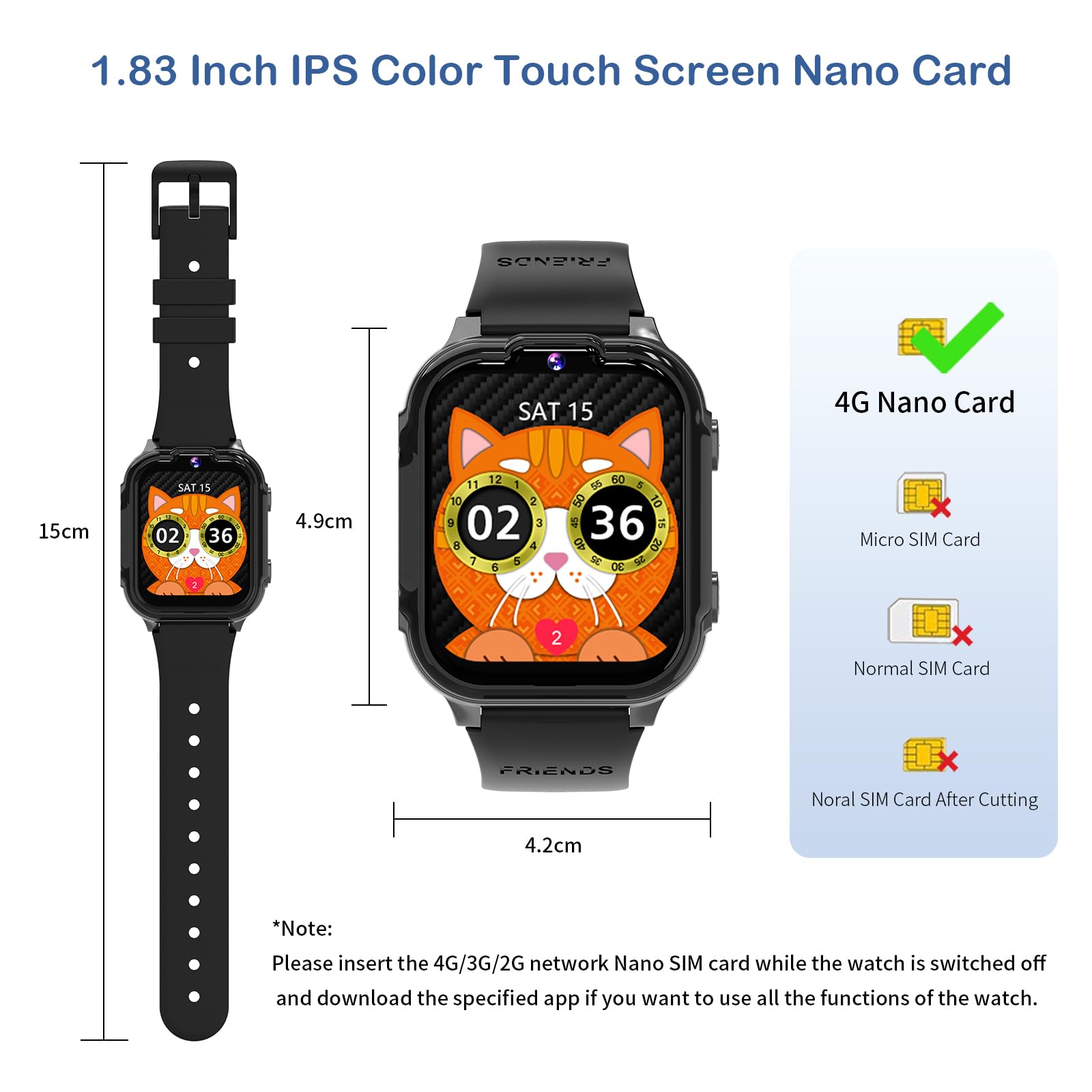 4G Smartwatch dla Dzieci z GPS Połączenia Wideo SOS Gry Budzik Krokomierz Kalkulator Wodoodporny Zegarek Cyfrowy dla Chłopców i Dziewczynek Prezent-