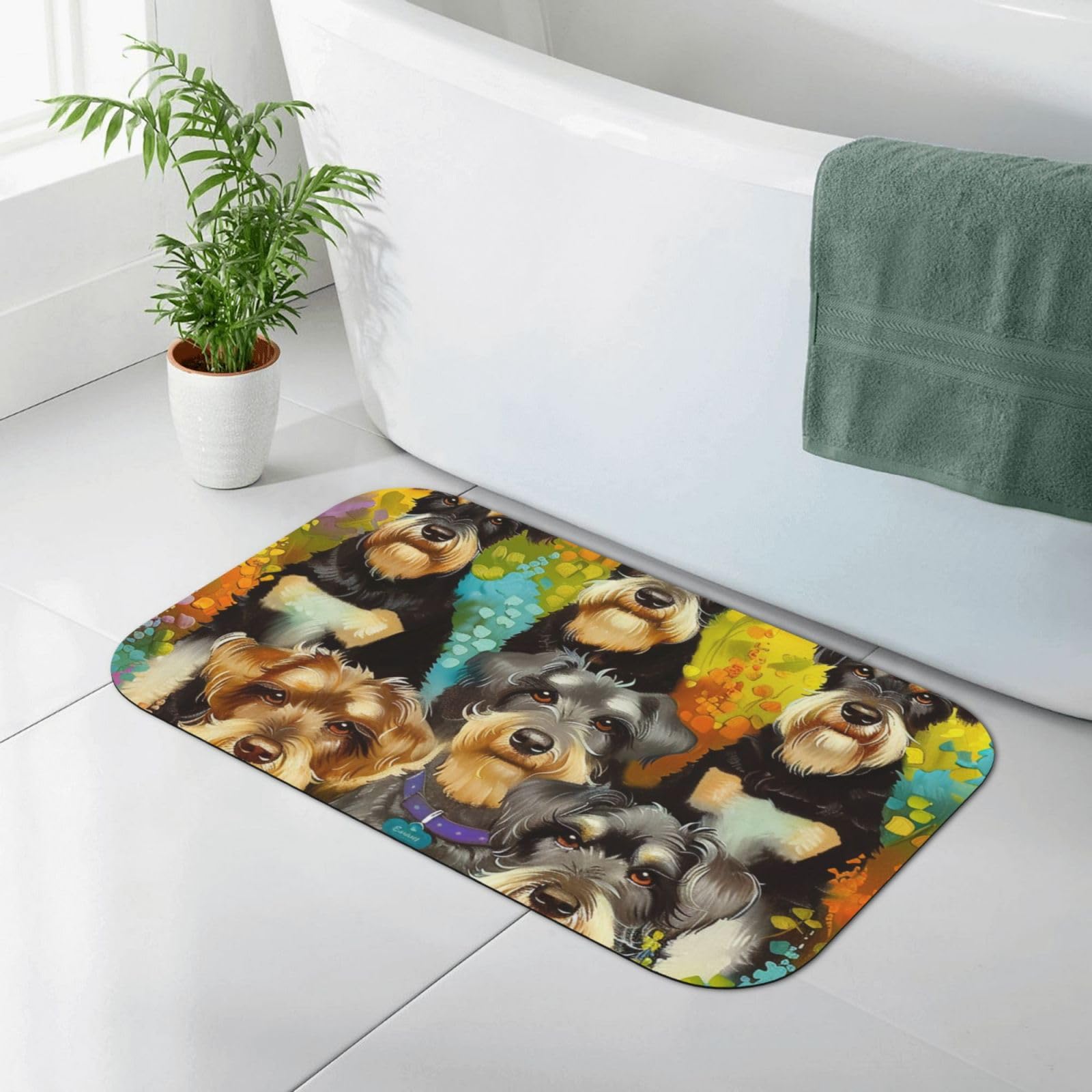 Tapis de bain anti-glisse Schnauzer contre les sols humides