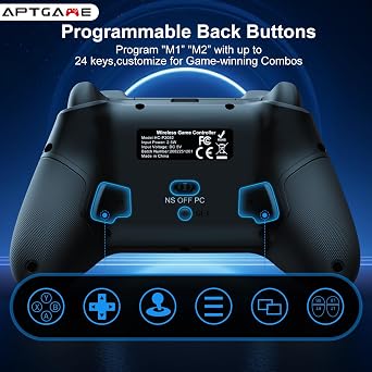 APTGAME™ Wireless Controller for Switch/Lite/OLED/Switch 2/PC/Android/iOS Bluetooth Controller Hall Joysticks/Trigger1000Hz Polling Rate Turbo Dual Vibration and Screenshot FunctionErgonomic