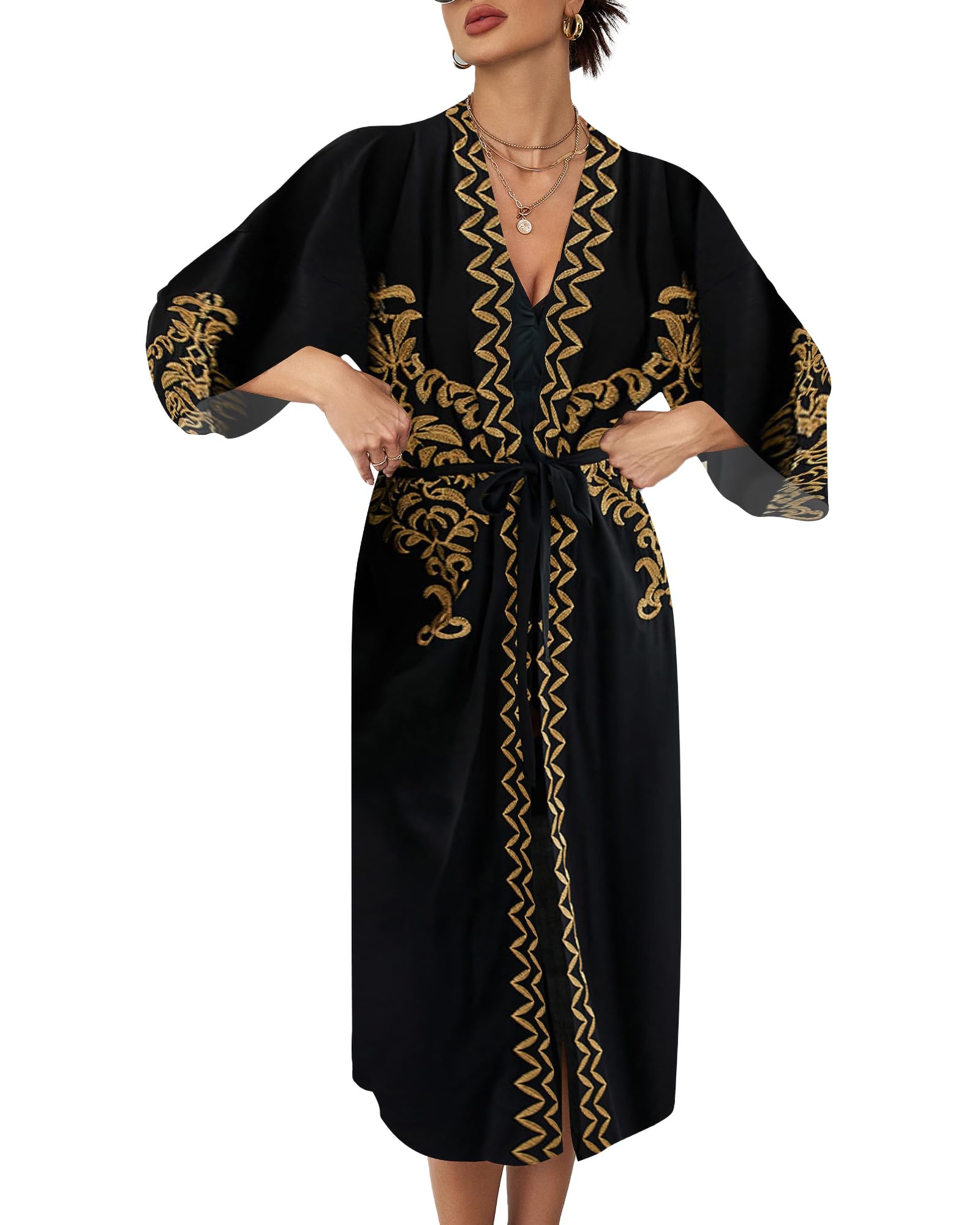Bsubseach Damska bluzka szyfonowa/Rayon Beach Kimono Cardigan Long Bikini Cover Up