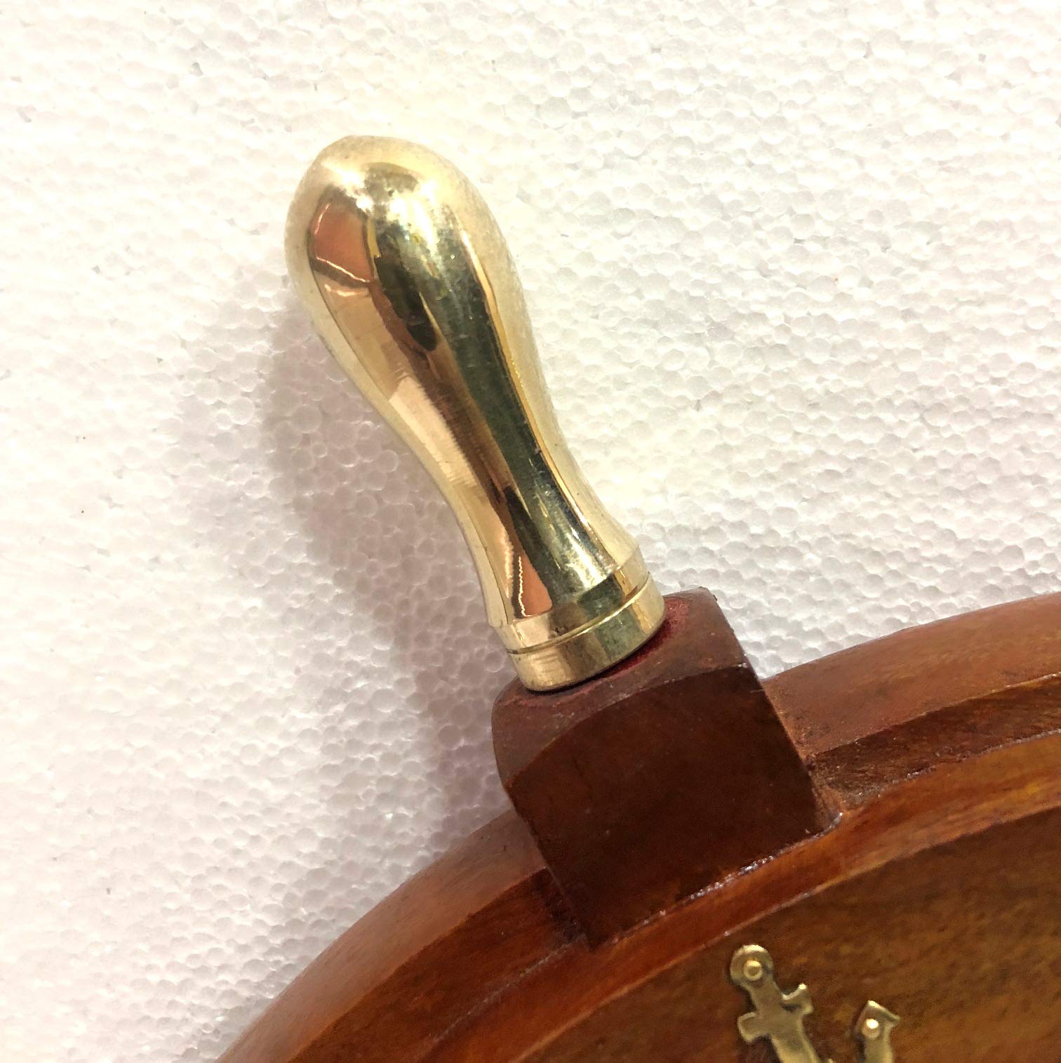 ANTIQUE Timone in legno massello 45,7 cm ancoraggio e strisce con maniglie in ottone decorazione da parete