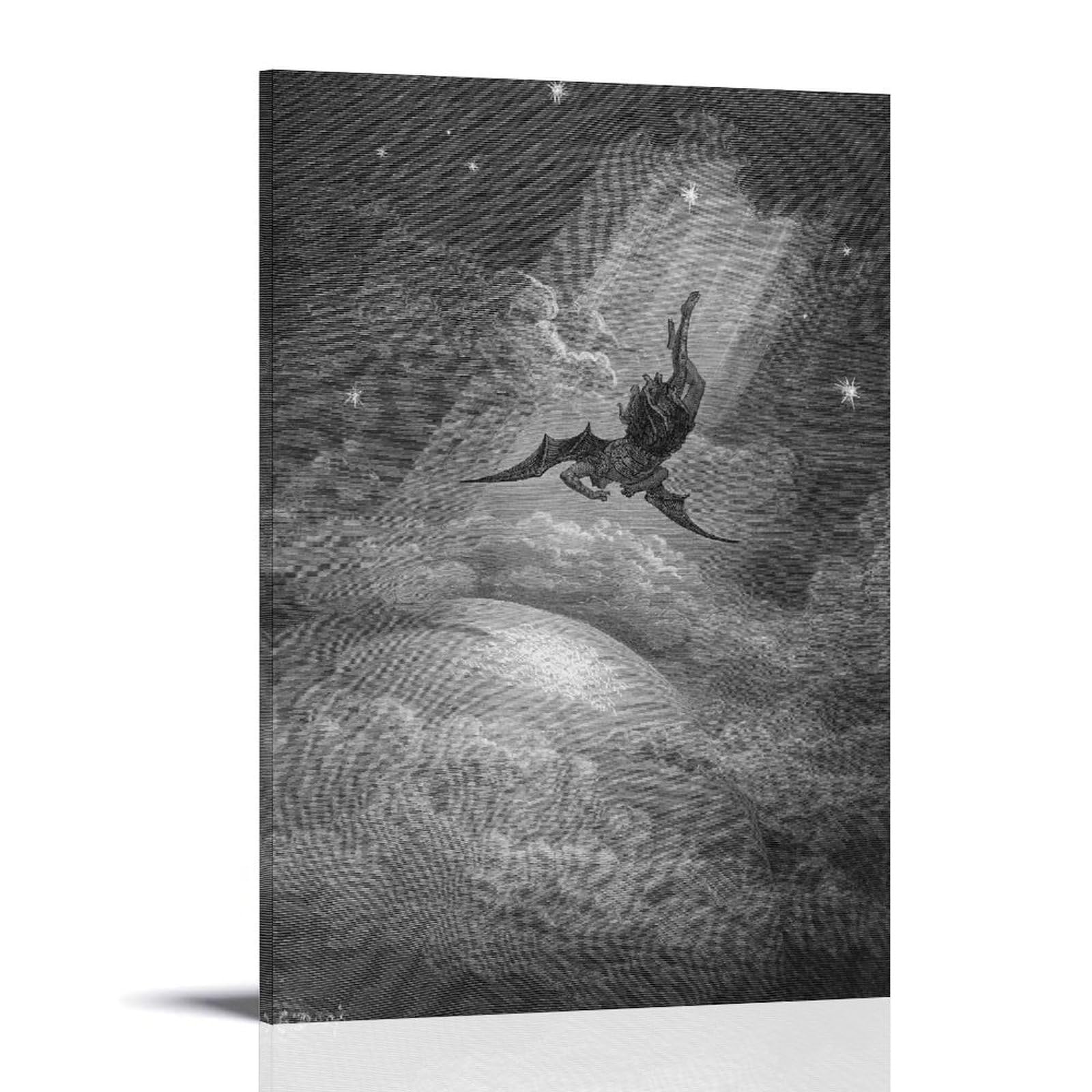 YYUEQIL Gustav Dore Prints Illustration For John Milton’s Paradise Lost The Fall of Lucifers Wall Art Print Photo Art Painting Canvas Home Decorative Bedroom Modern Decors Frame 12x18inch(30x45cm)