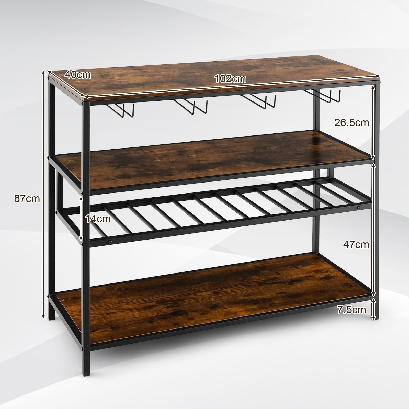 COSTWAY Wijnrek met Wijnglas Houder, Glasrek, Flessenrek, Wijnstandaard COSTWAY Wijnrek met Wijnglas Houder, Glasrek, Flessenrek, Wijnstandaard