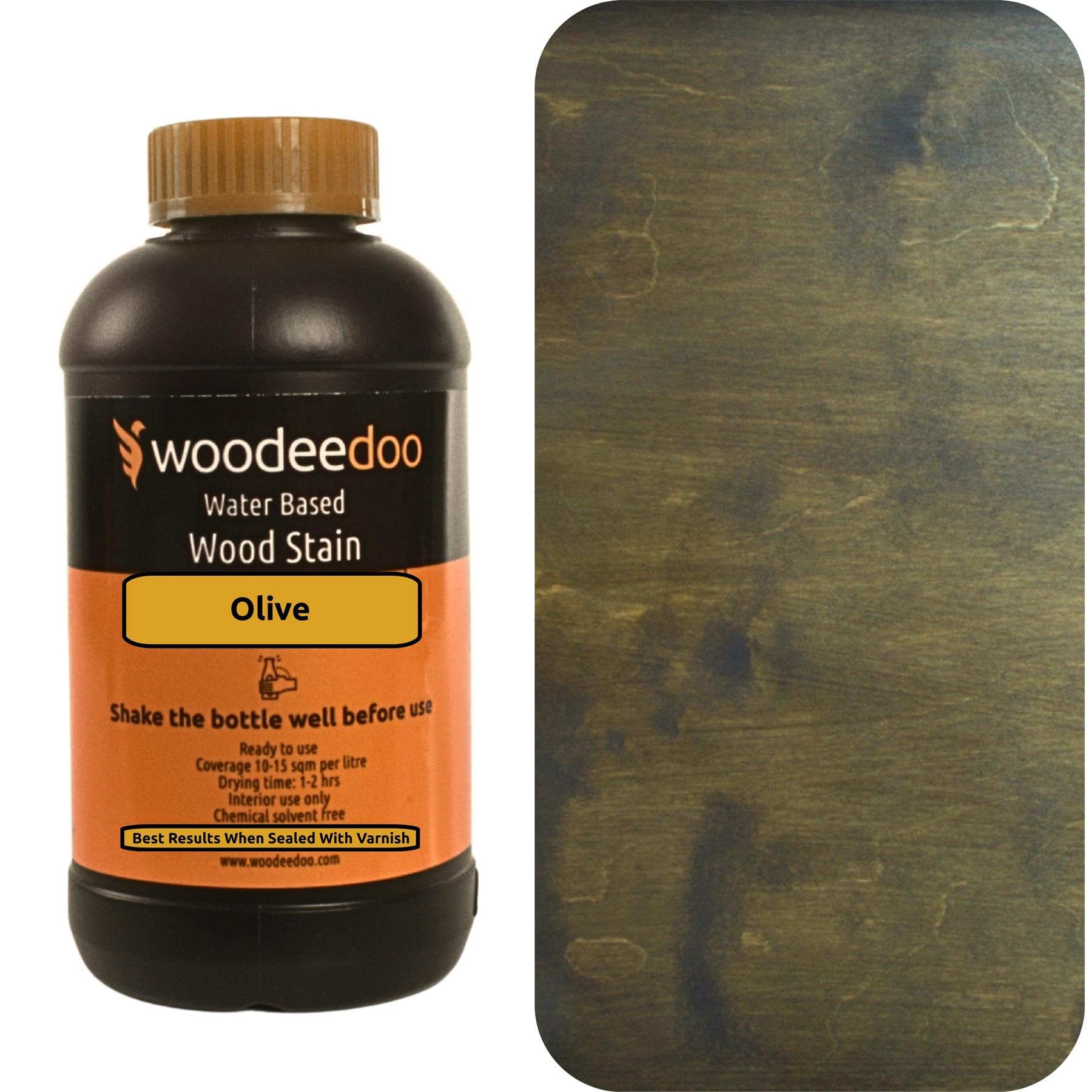 Woodeedoo Olive Water Based Wood Stain | Wood Dye | Ready To Use | Environmentally Friendly | Solvent Free | Odour Free | 450 Ml |