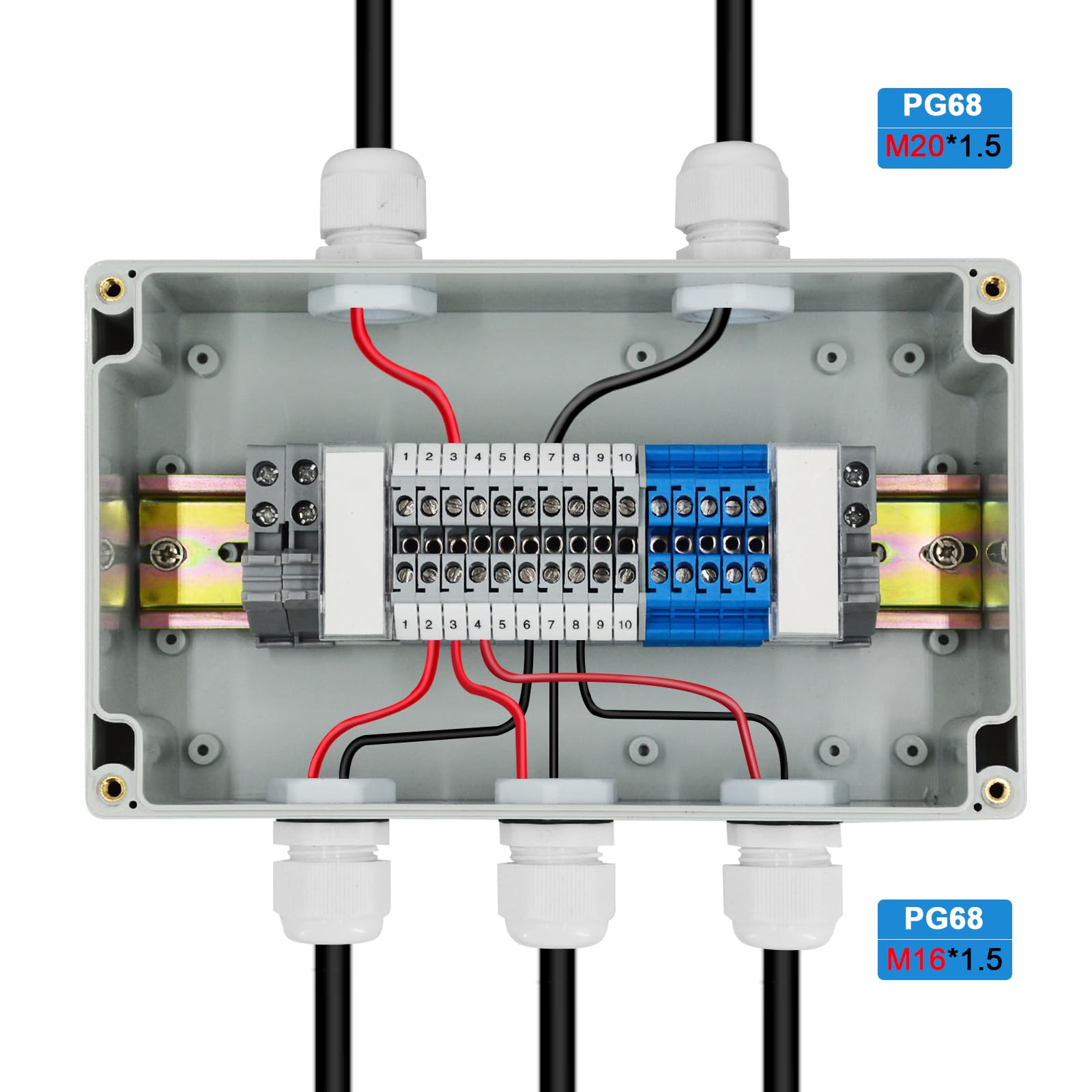 WACH AUF Abzweigdose IP66 Wasserdicht Mit Klemmen-Set - 1 In 4 Out DIY Elektro
