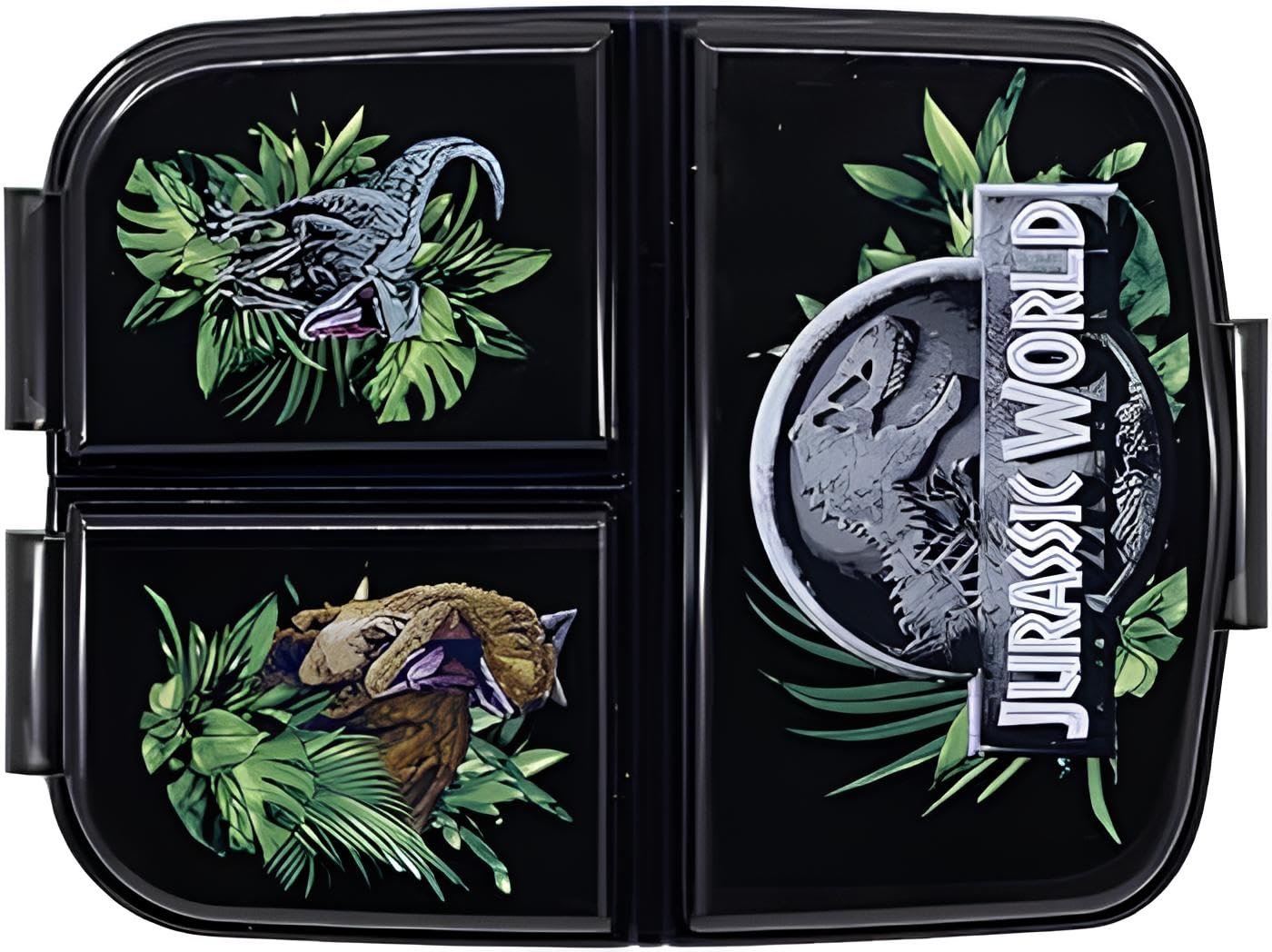 ILS I LOVE SHOPPING Pojemnik na przekąski szkolny z 3 przegródkami Plastikowe pudełko na przekąski dla dzieci Lunch Box - bez BPA do JURASSIC WORLD