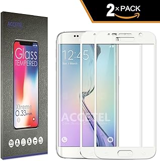 Accetel Samsung Galaxy S6 Protector Cristal Templado Cobertura Completa 2 x Protector de Pantalla Completa Full Screen Cover Vidrio Templado para Samsung Galaxy S6 5,1'' Pulgadas - Blanco